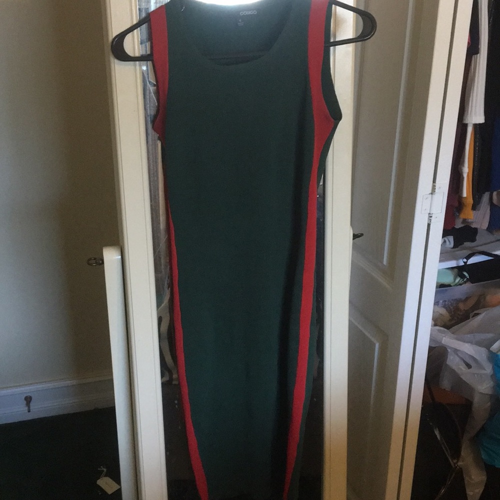 Green and red stripped dress